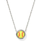 Softball Short Pendant Necklace Rhodium Chartreuse - She Chester