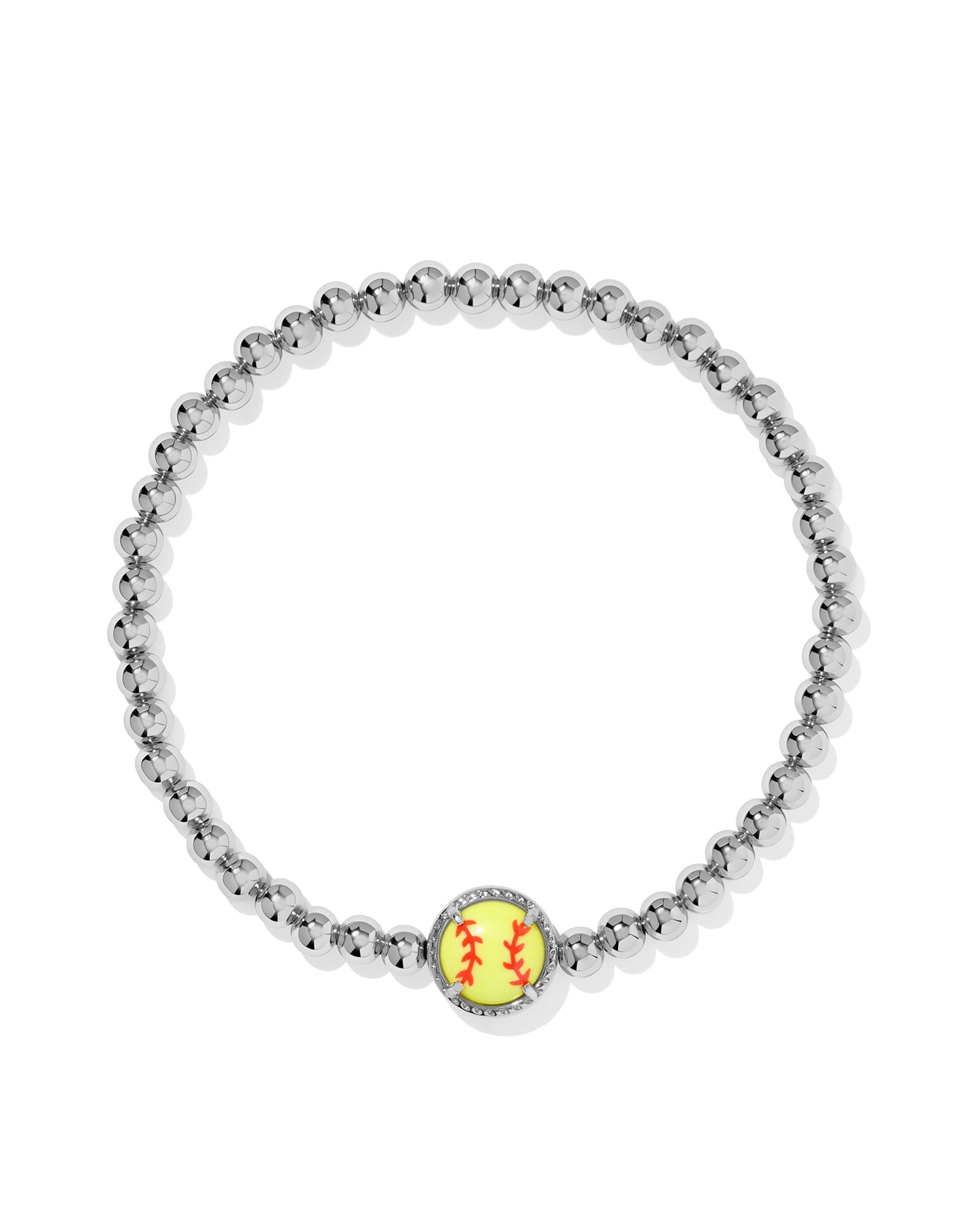 SOFTBALL STRETCH BRACELETSILVER CHARTREUSE MAGNESITE - She Chester
