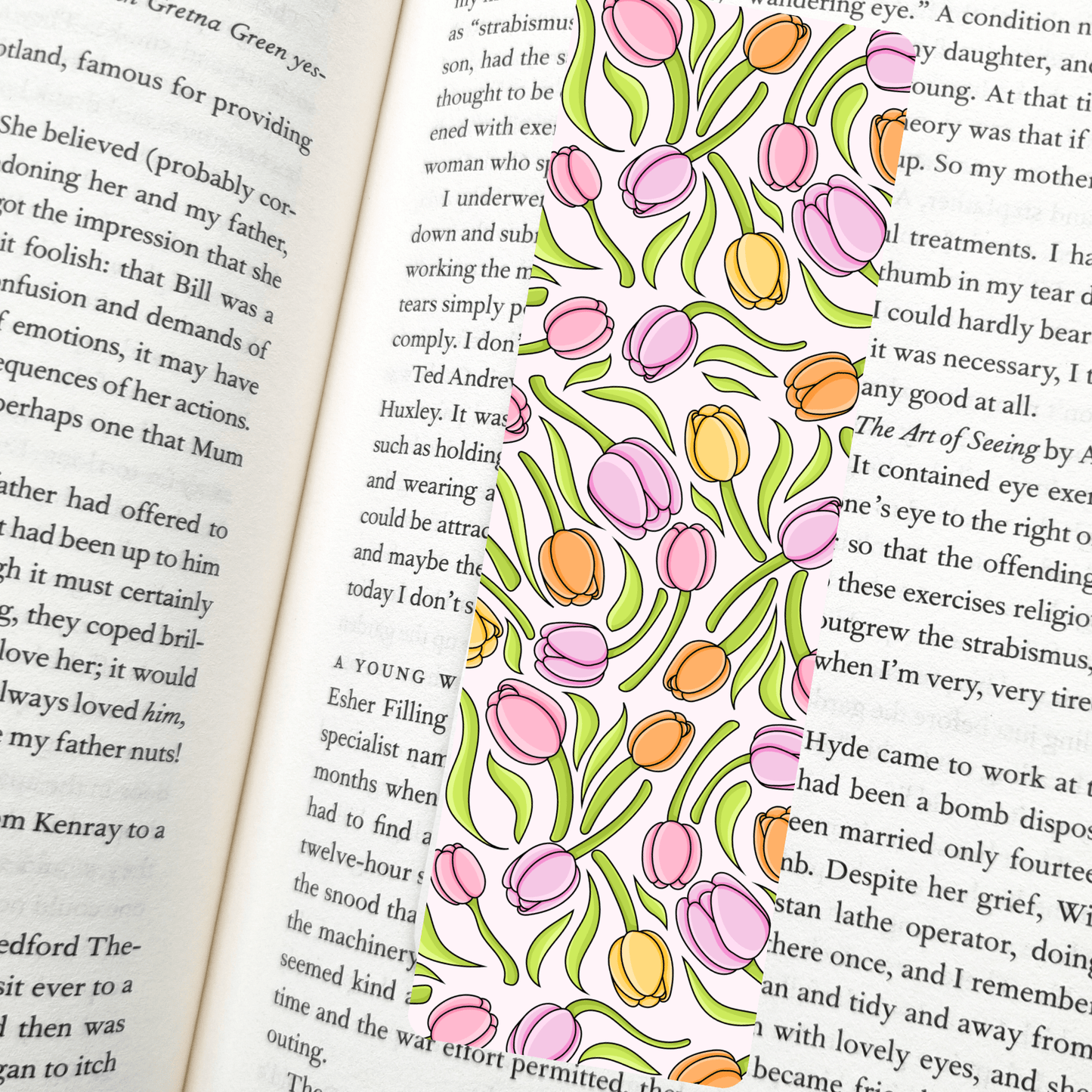 Spring Tulips Bookmark | Soft Matte Laminated  - She Chester