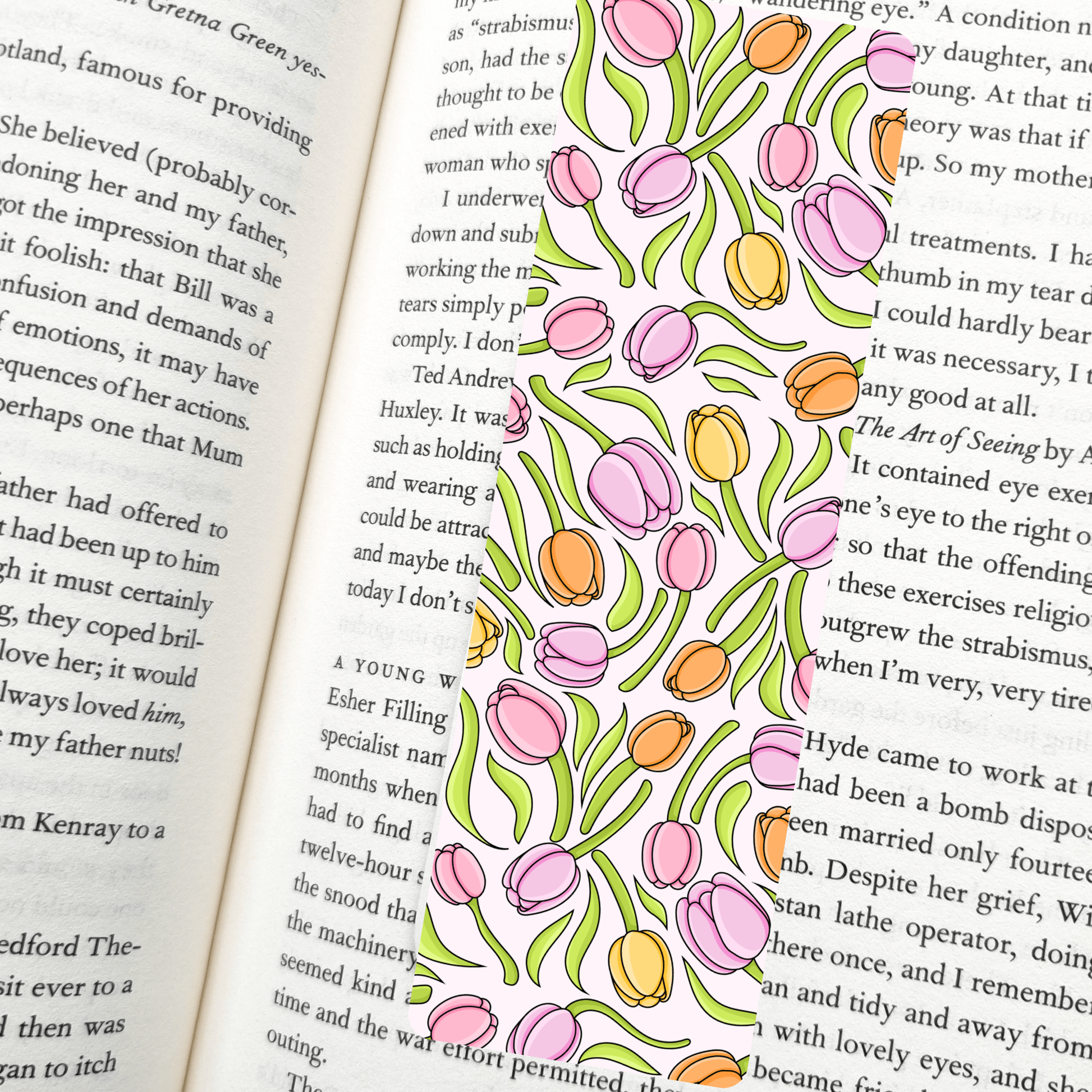 Spring Tulips Bookmark | Soft Matte Laminated  - She Chester