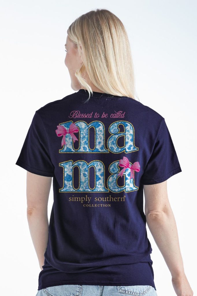 Blessed Mama Navy Short Sleeve