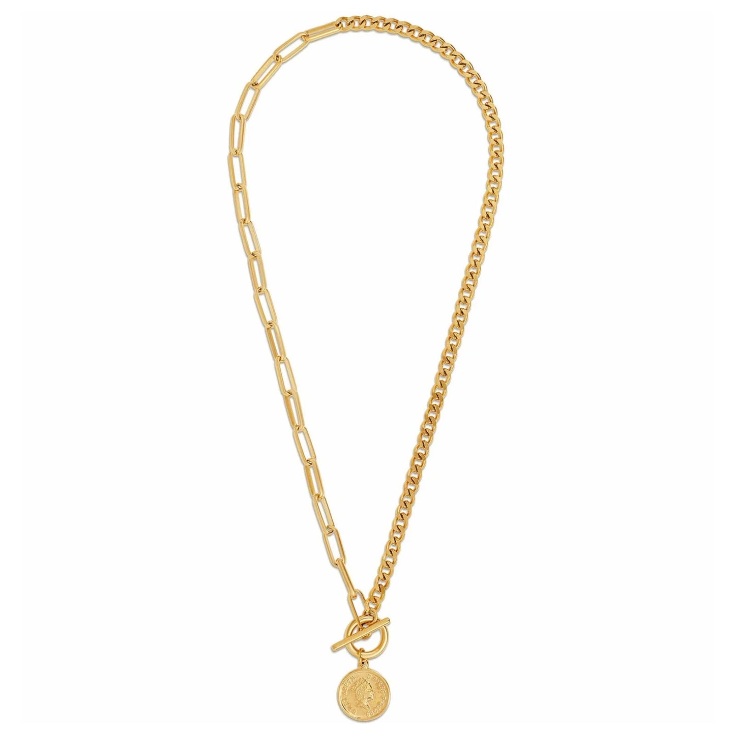 Stacie Toggle Chain Coin Necklace - Gold 106 - She Chester