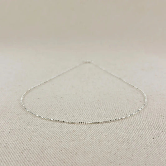Sterling Silver Diamond Cut Bead Chain 1.0mm - She Chester