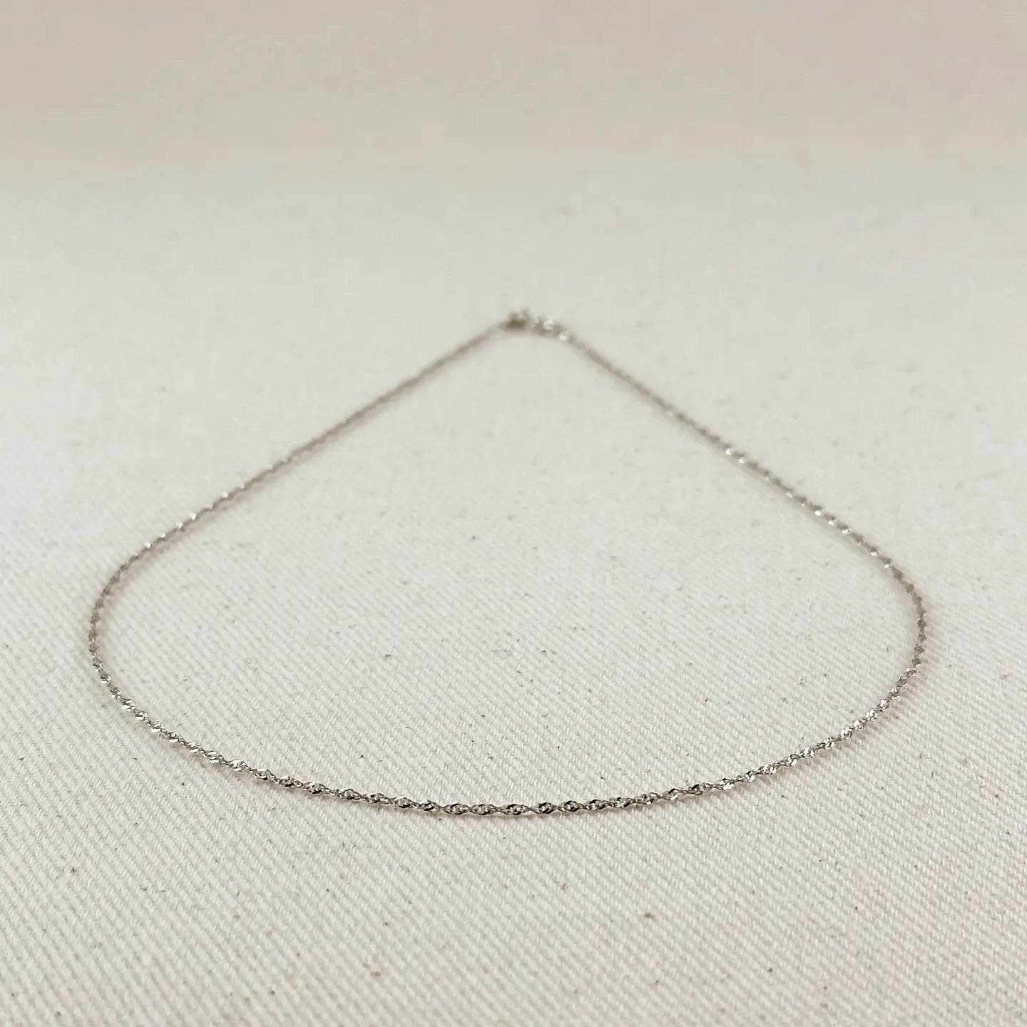 Sterling Silver Singapore Chain 1.2mm Rhodium Plated Finish - She Chester