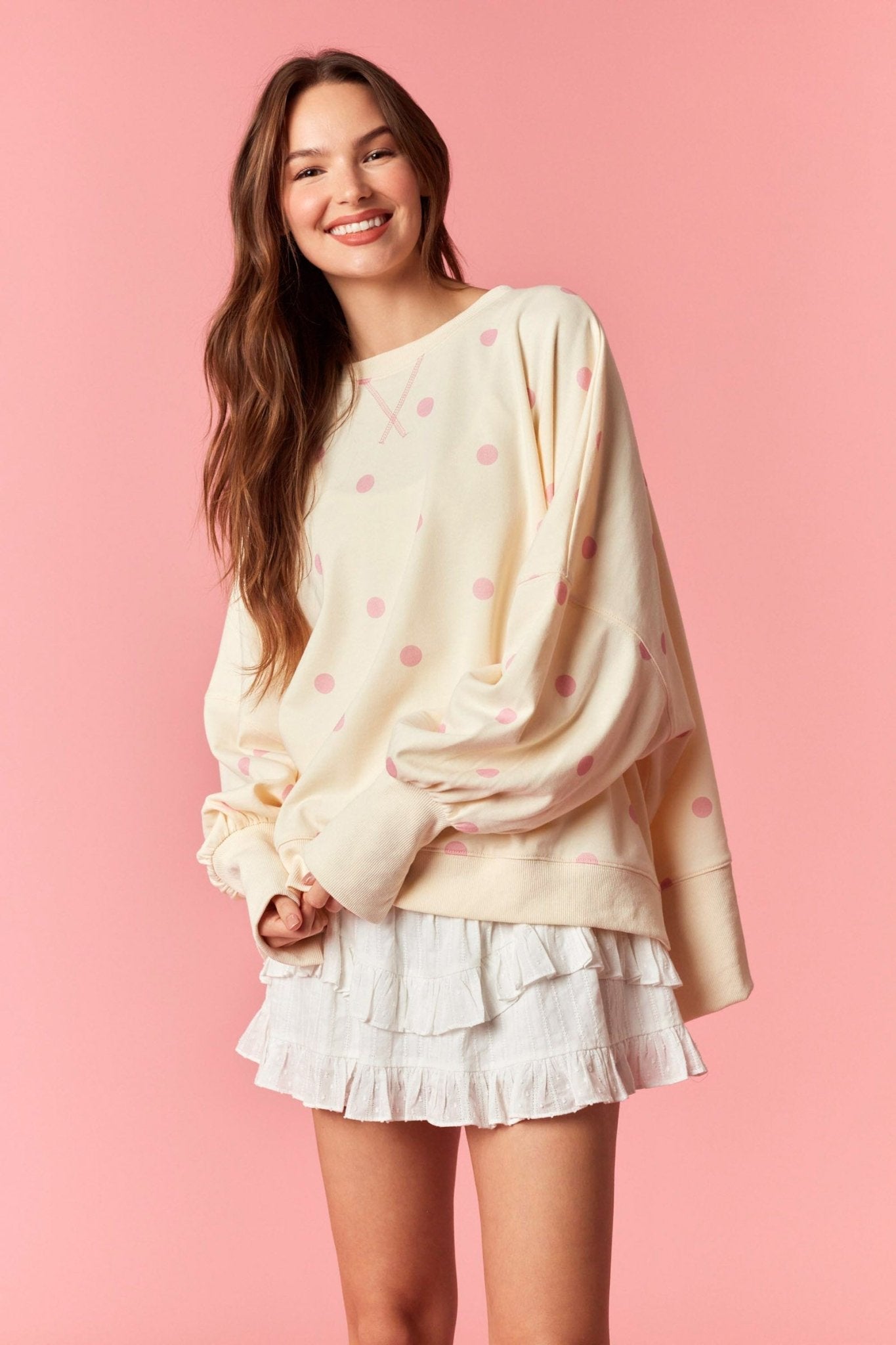 Strawberries And Cream Polka Dot Pullover - She Chester