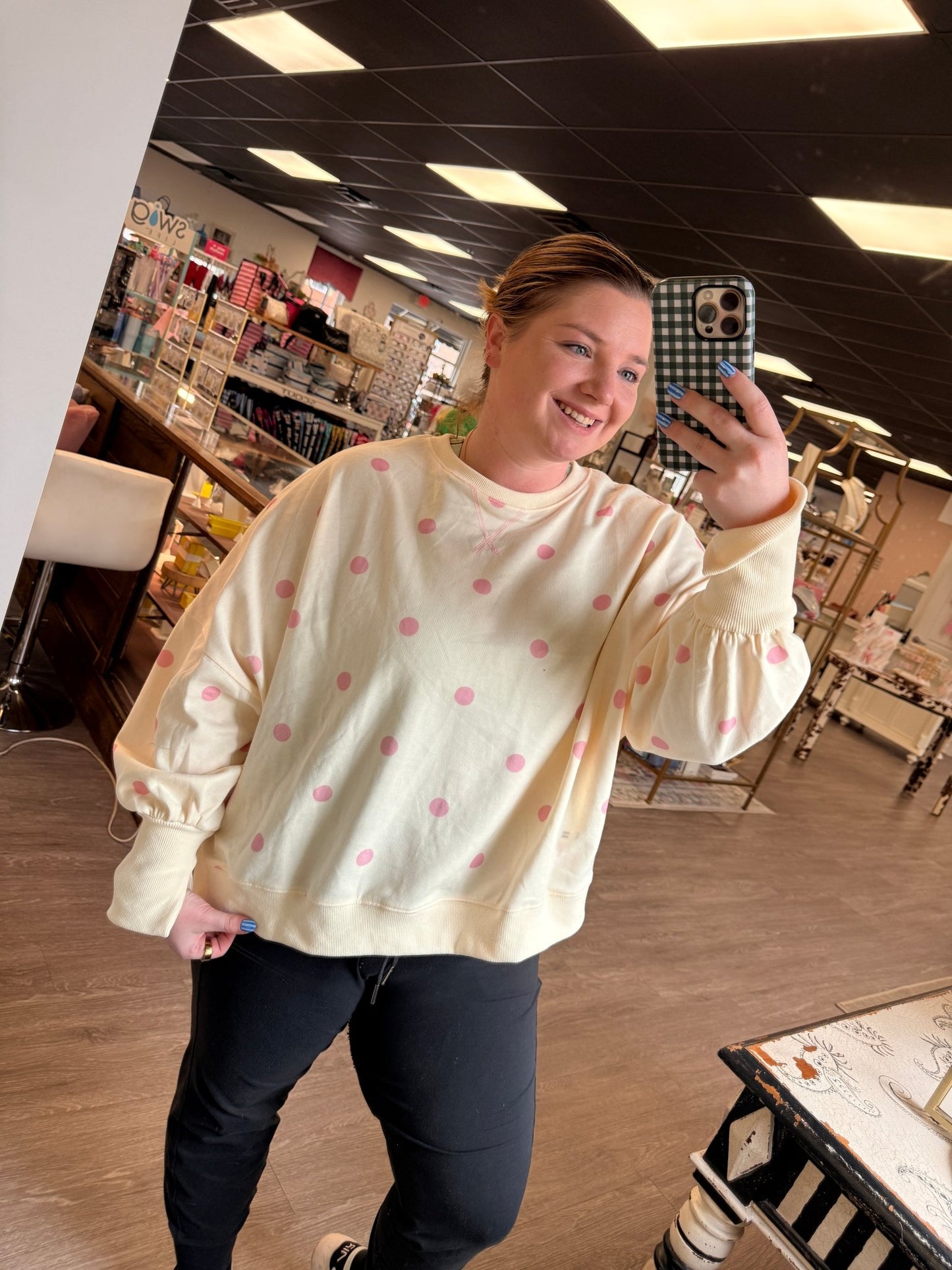 Strawberries And Cream Polka Dot Pullover - She Chester