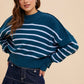 Striped Mock Neck Sweater - She Chester
