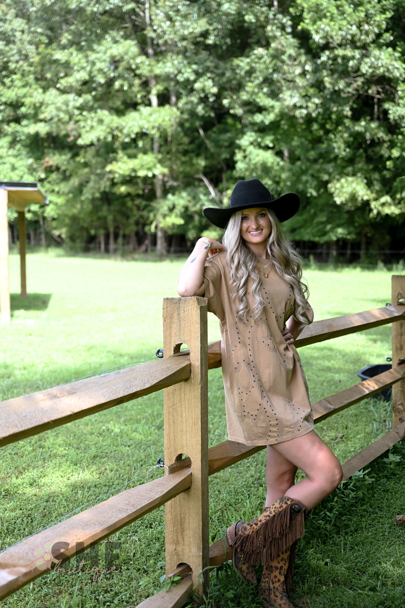Studded Boot Stitch Tshirt Dress - She Chester
