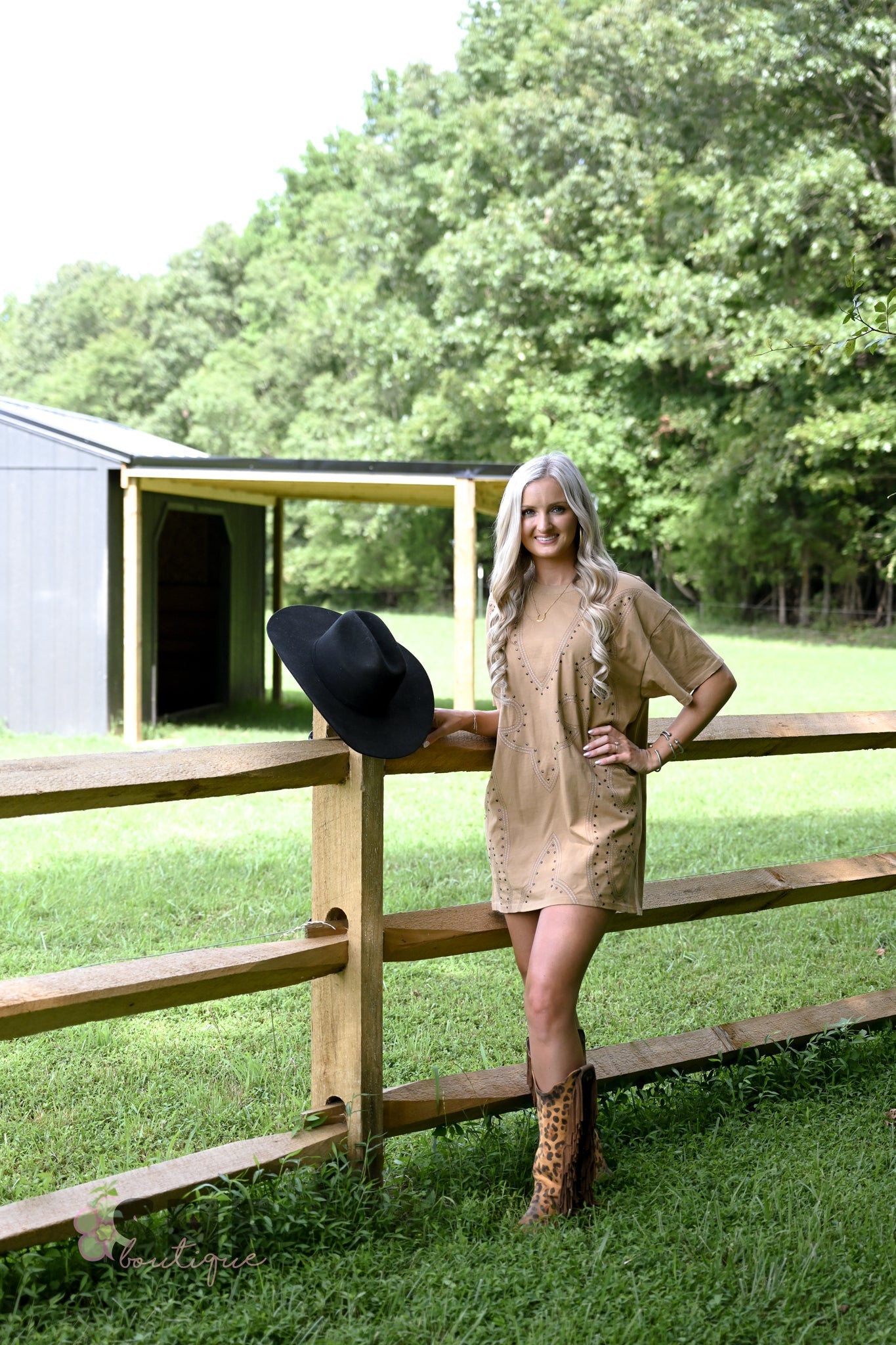 Studded Boot Stitch Tshirt Dress - She Chester