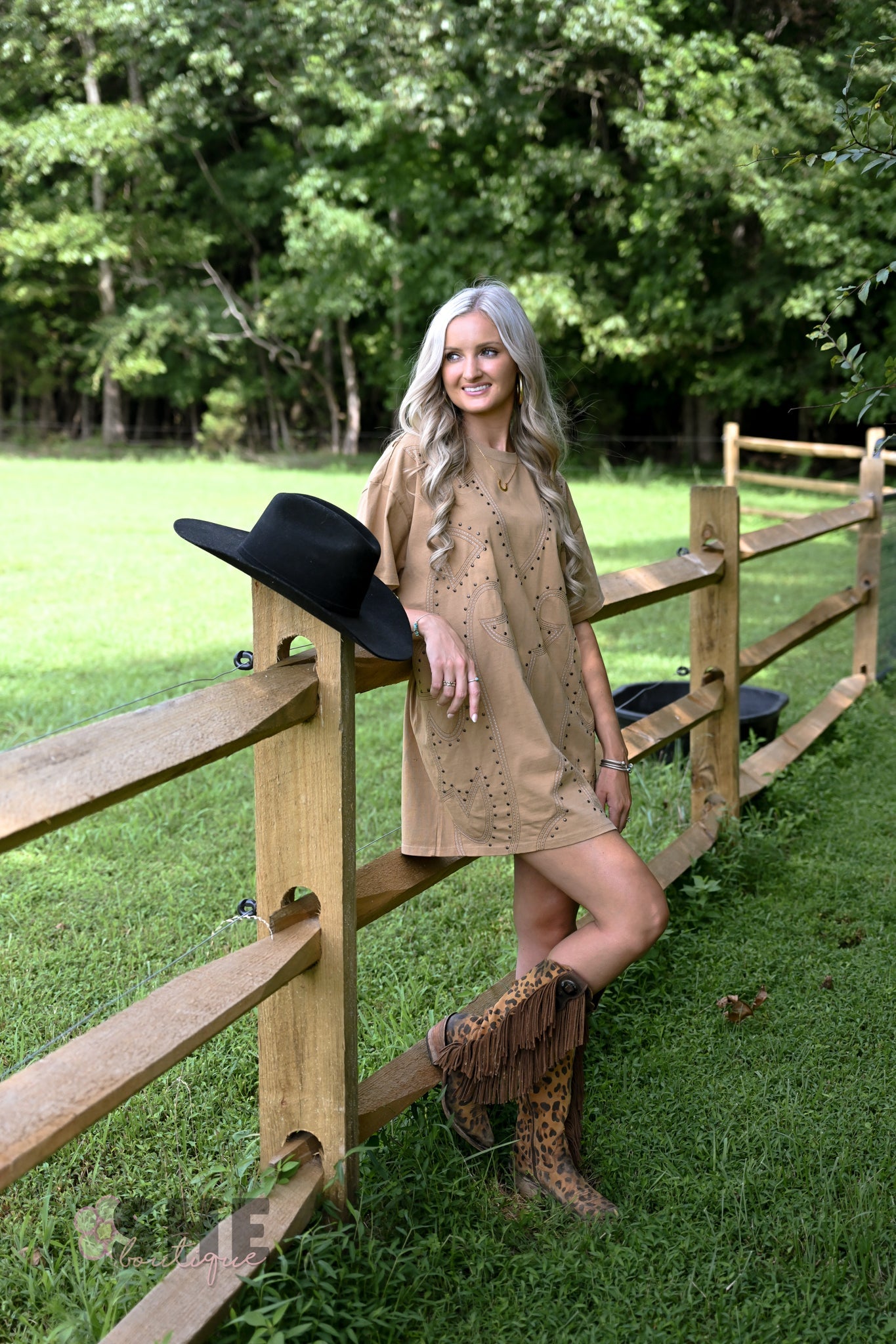 Studded Boot Stitch Tshirt Dress - She Chester