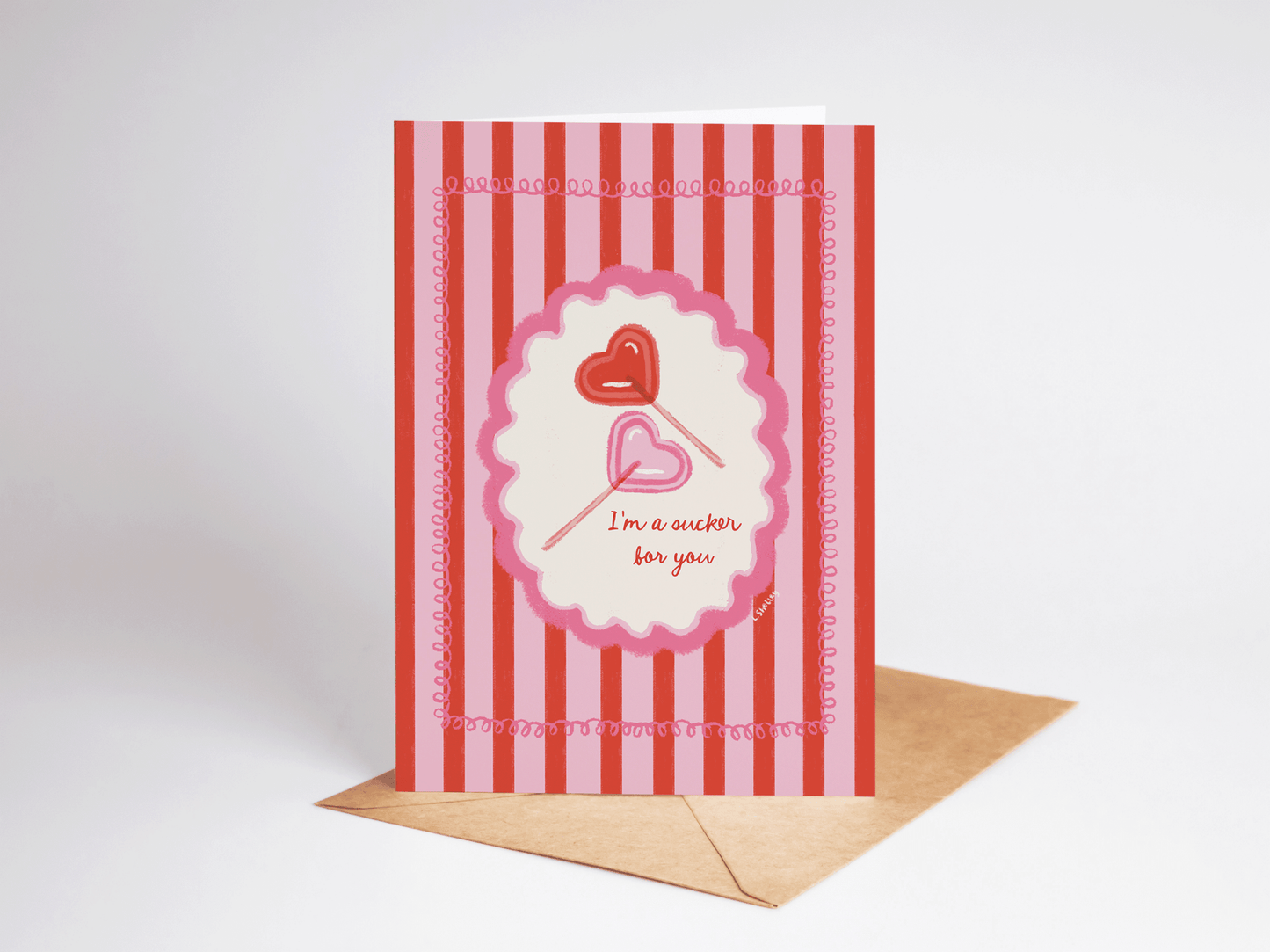Sucker For You Sweet Romance Love Punny Greeting Card - She Chester