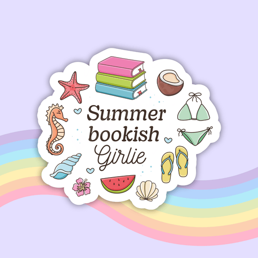 Summer Bookish Girlie Vinyl Sticker – Summer Book Lover  : 2.5" - She Chester