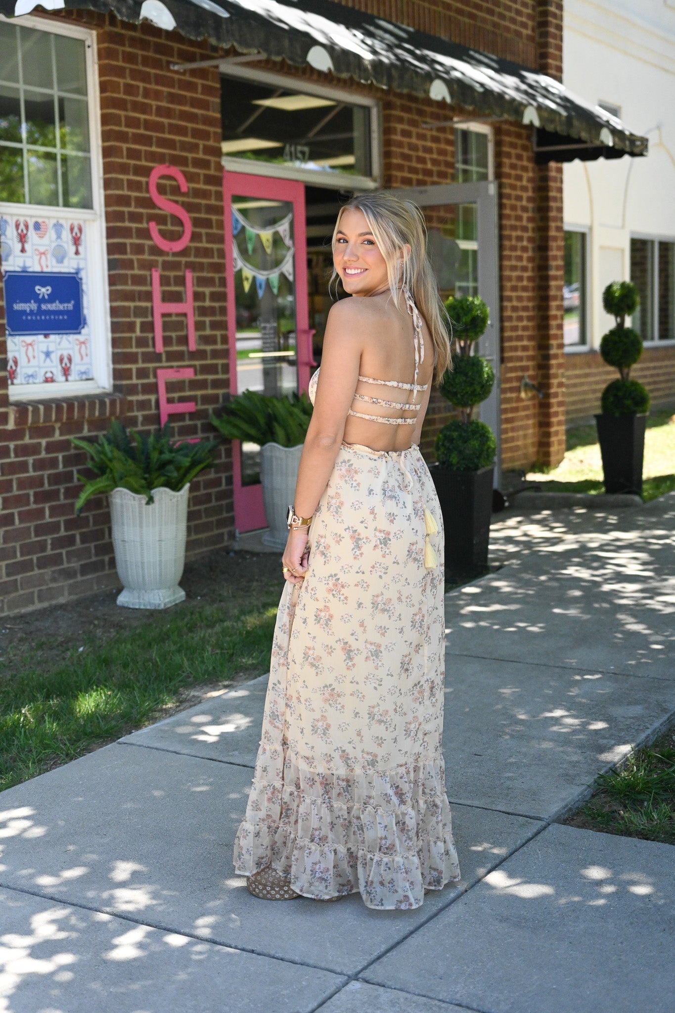Sunset Dreams Buff Yellow Floral Maxi - She Chester