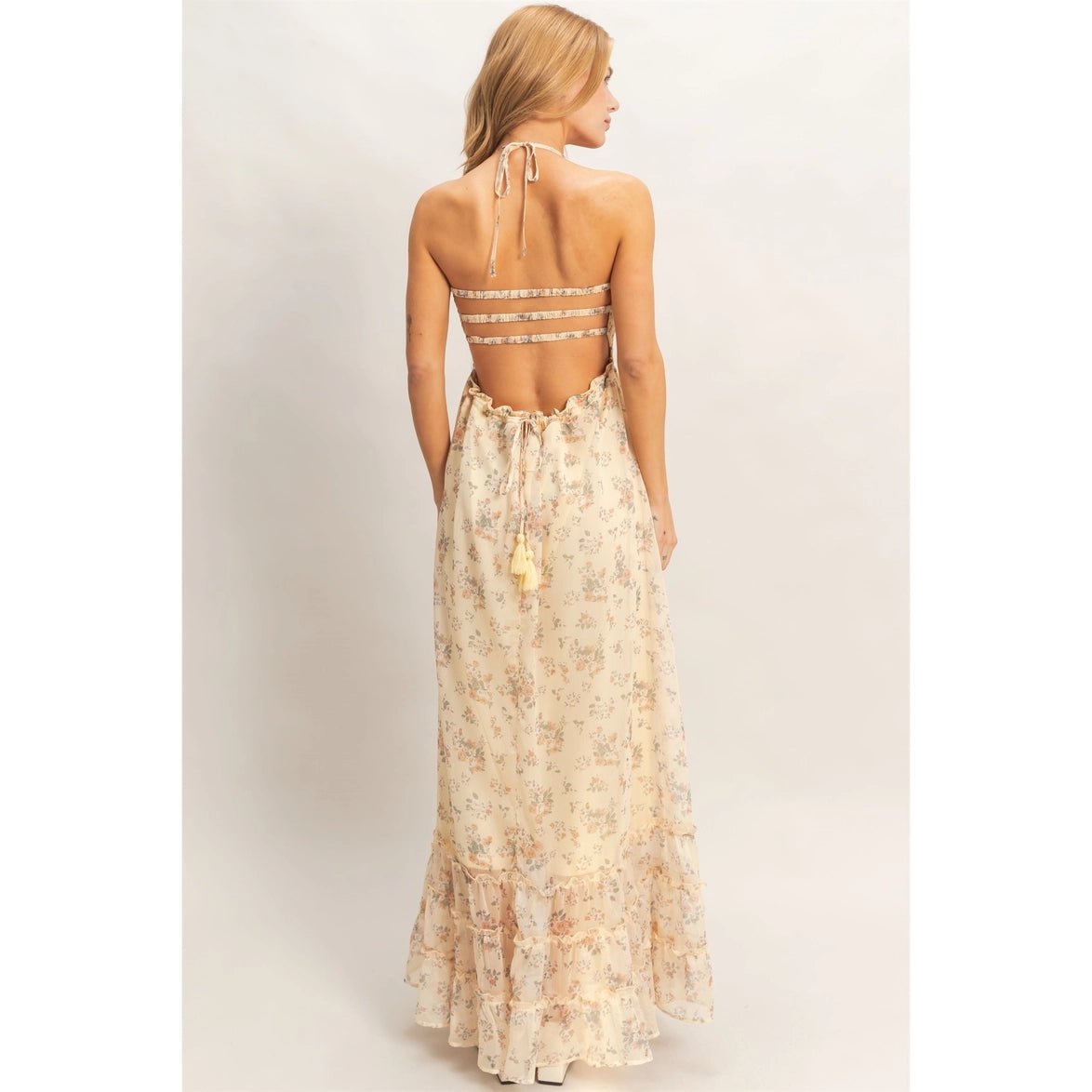 Sunset Dreams Buff Yellow Floral Maxi - She Chester