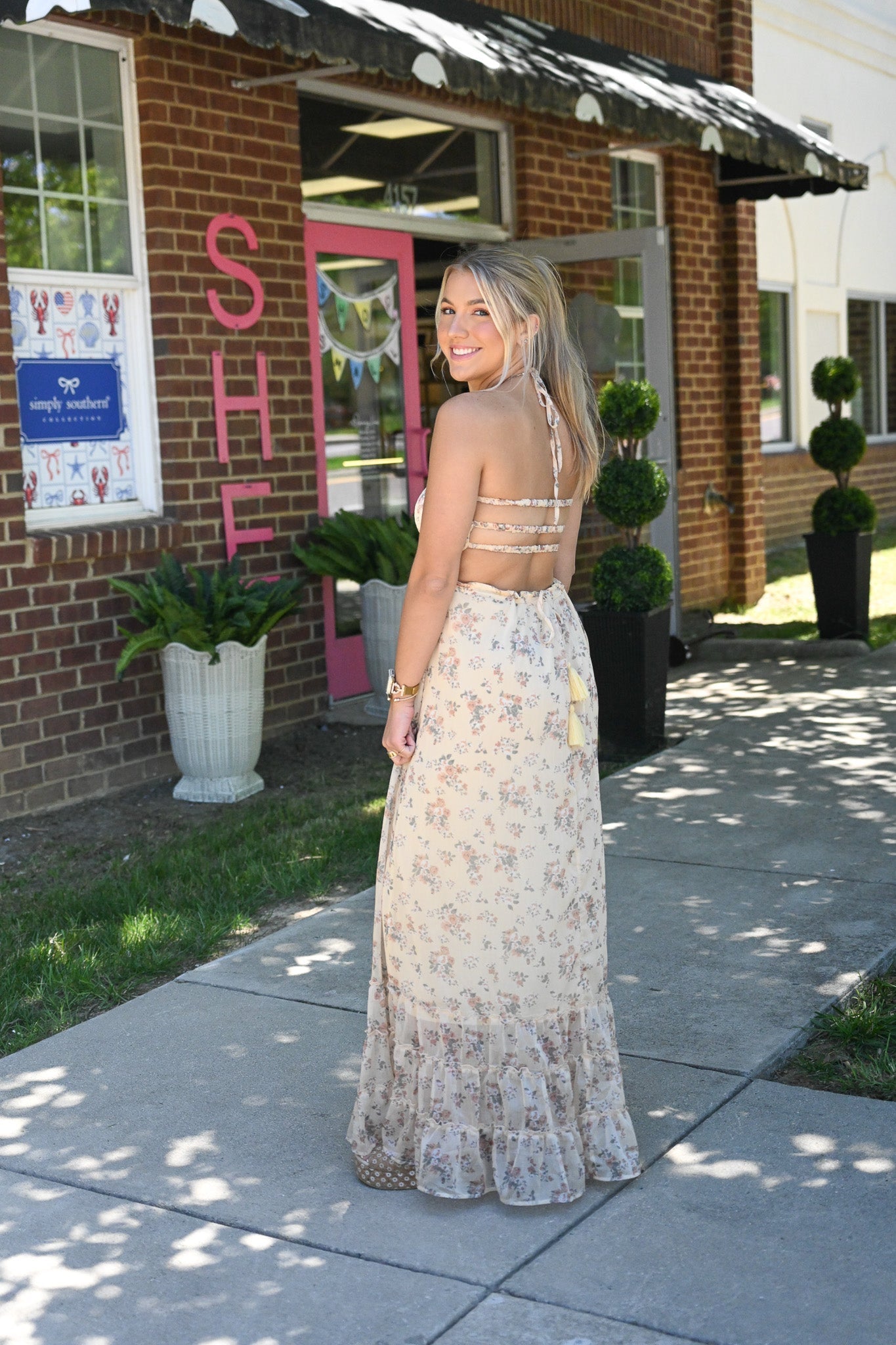 Sunset Dreams Buff Yellow Floral Maxi - She Chester