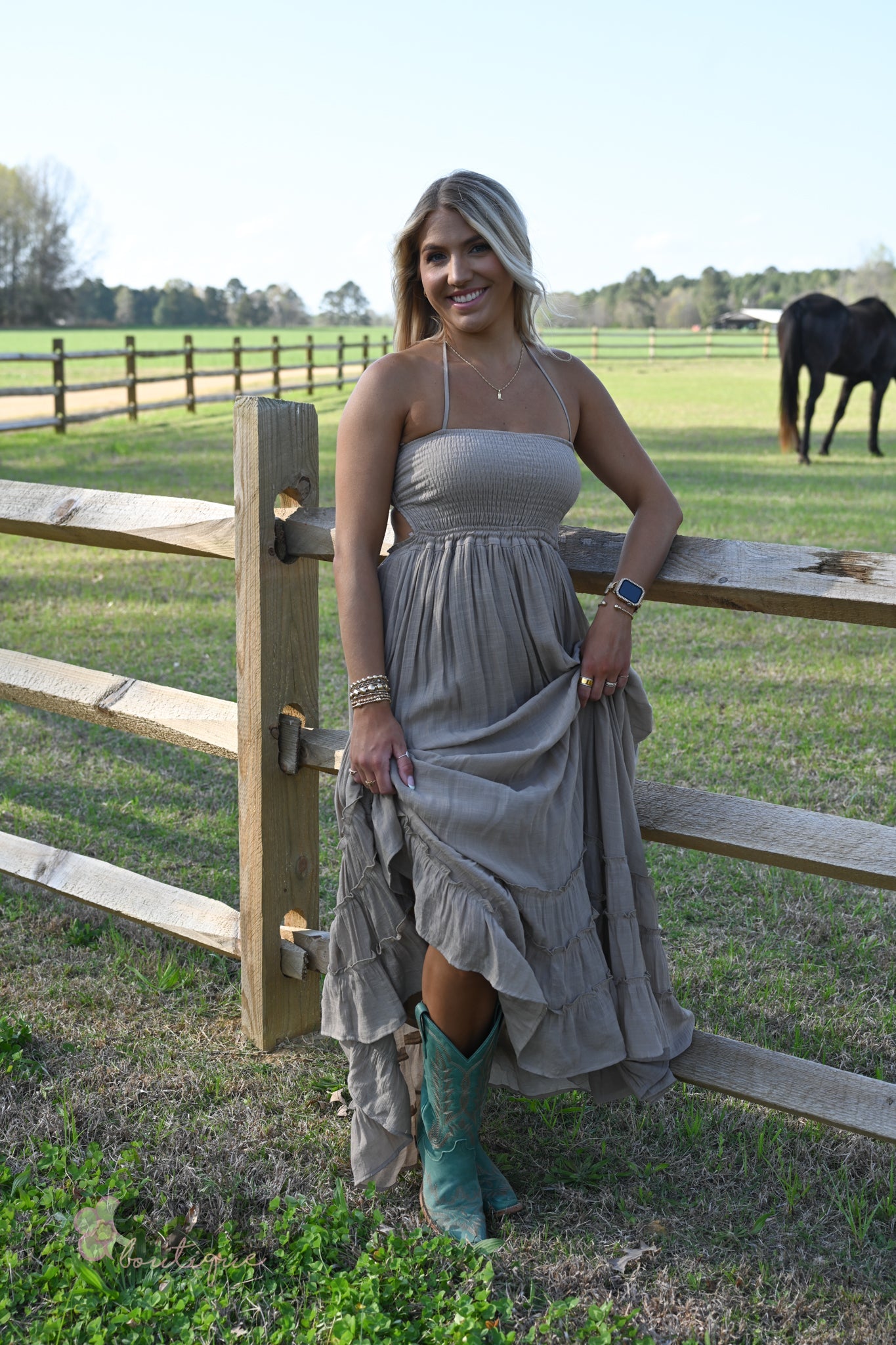 Sunset Dreams Taupe Maxi Dress - She Chester