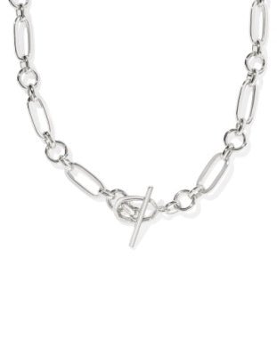 SYLVIA METAL LINK AND CHAIN NECKLACE SILVER - She Chester