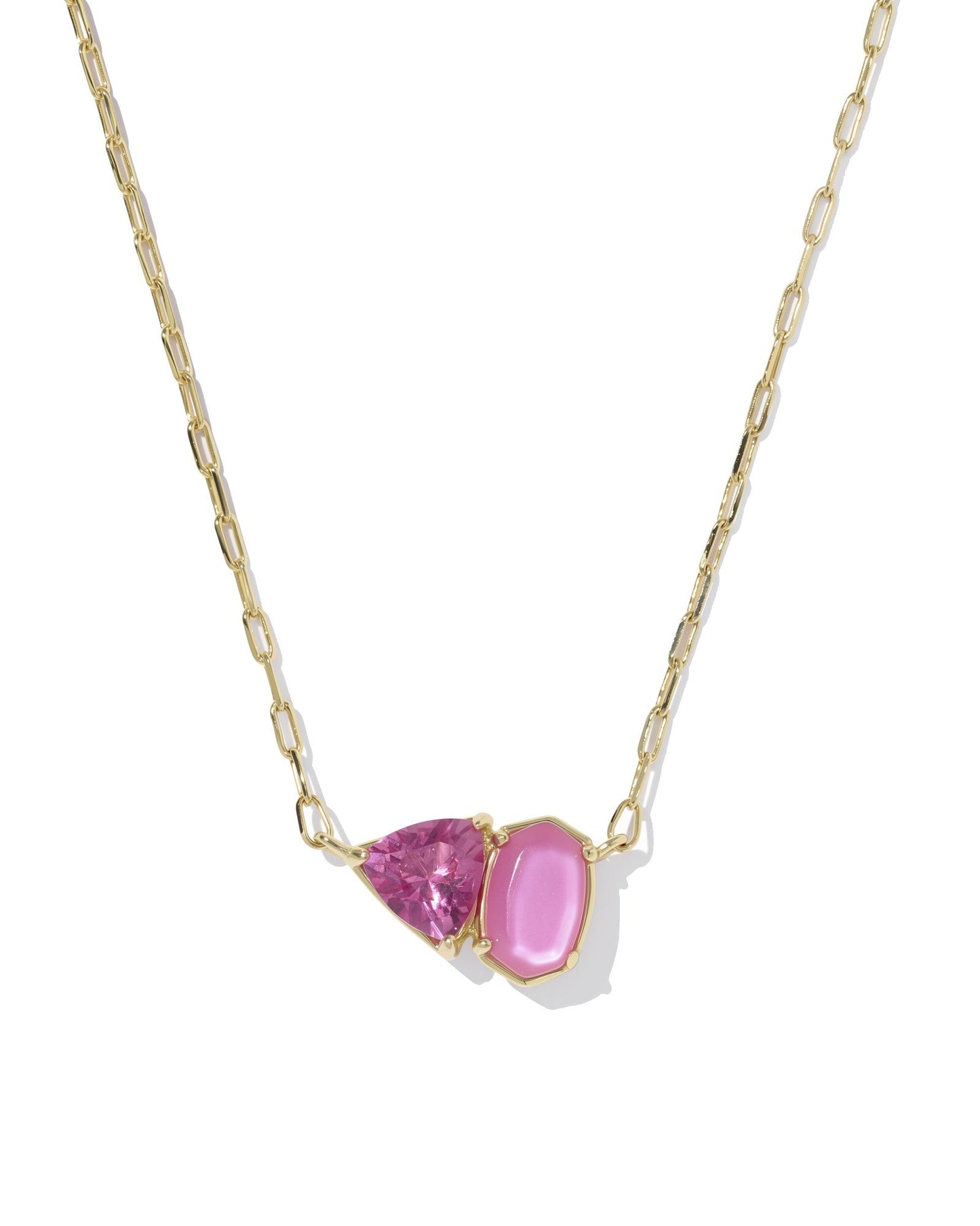 TATUM SHORT PENDANT NECKLACE GOLD AZALEA PINK MIX - She Chester