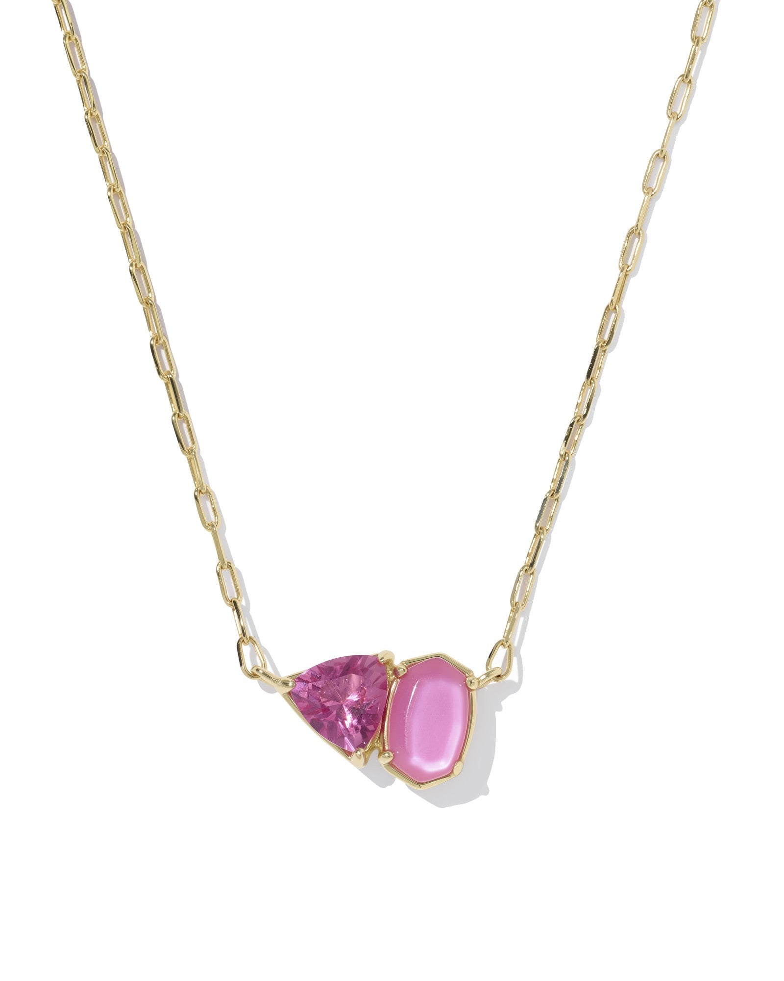 TATUM SHORT PENDANT NECKLACE GOLD AZALEA PINK MIX - She Chester