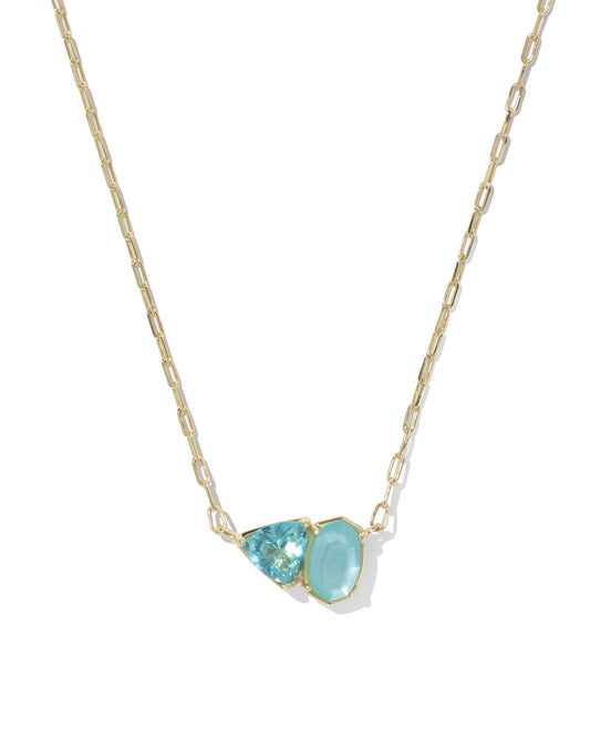 TATUM SHORT PENDANT NECKLACE GOLD BLUE MIX - She Chester