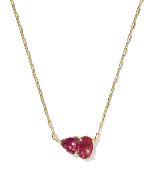 TATUM SHORT PENDANT NECKLACE GOLD BURGUNDY MIX - She Chester