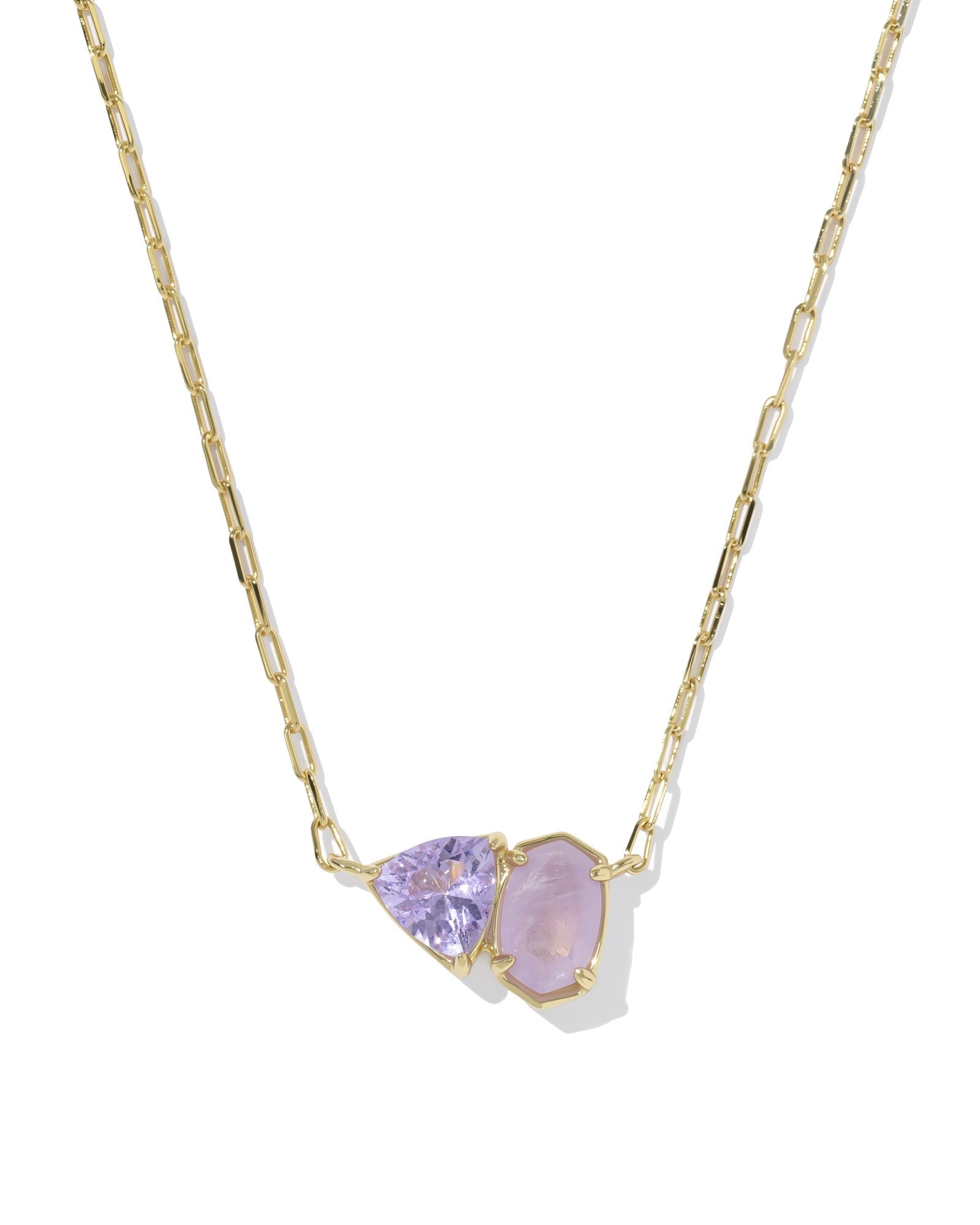 TATUM SHORT PENDANT NECKLACE GOLD PURPLE MIX - She Chester