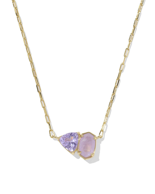TATUM SHORT PENDANT NECKLACE GOLD PURPLE MIX - She Chester