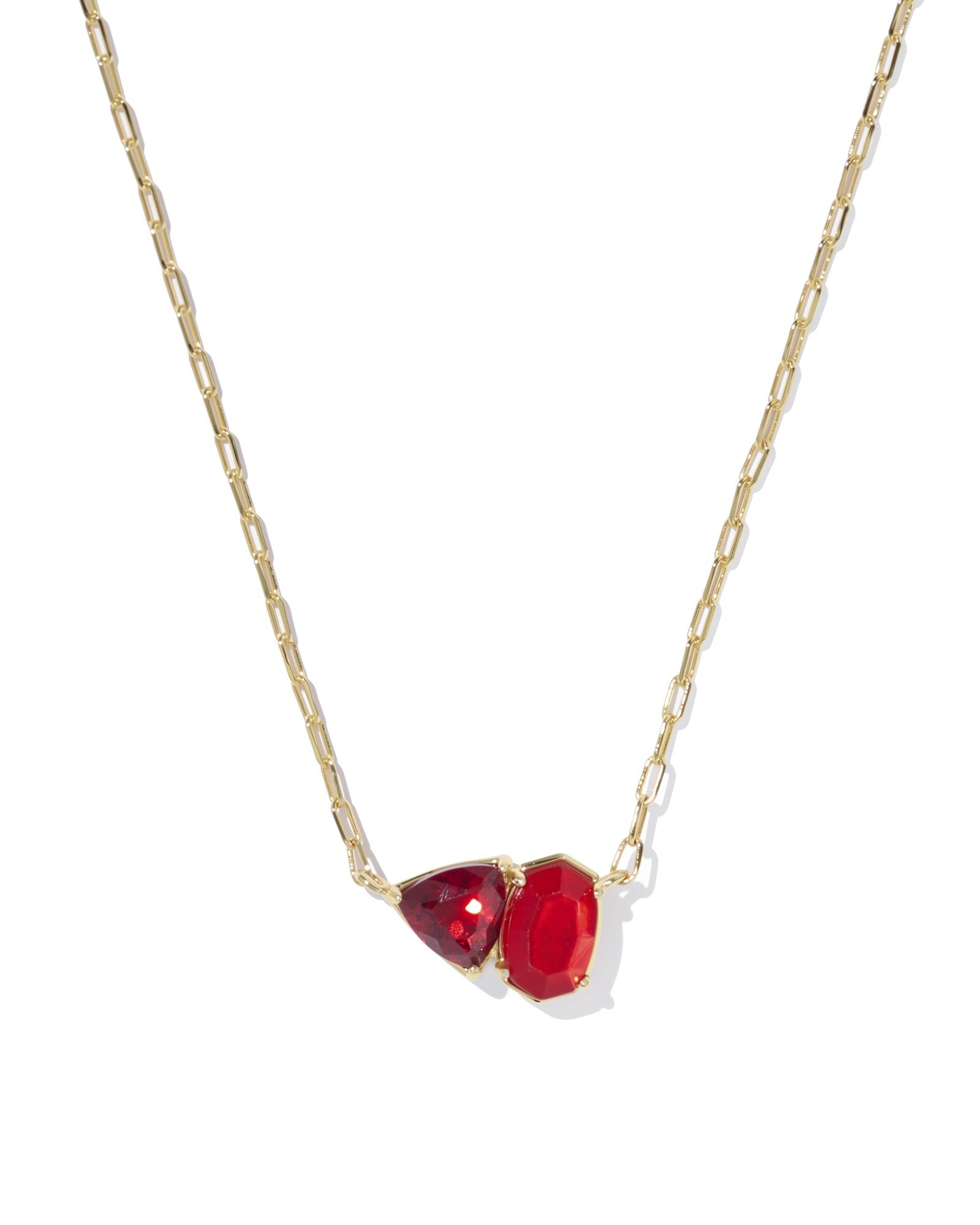 TATUM SHORT PENDANT NECKLACE GOLD RED MIX - She Chester