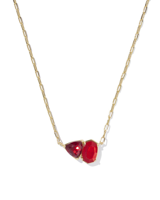 TATUM SHORT PENDANT NECKLACE GOLD RED MIX - She Chester