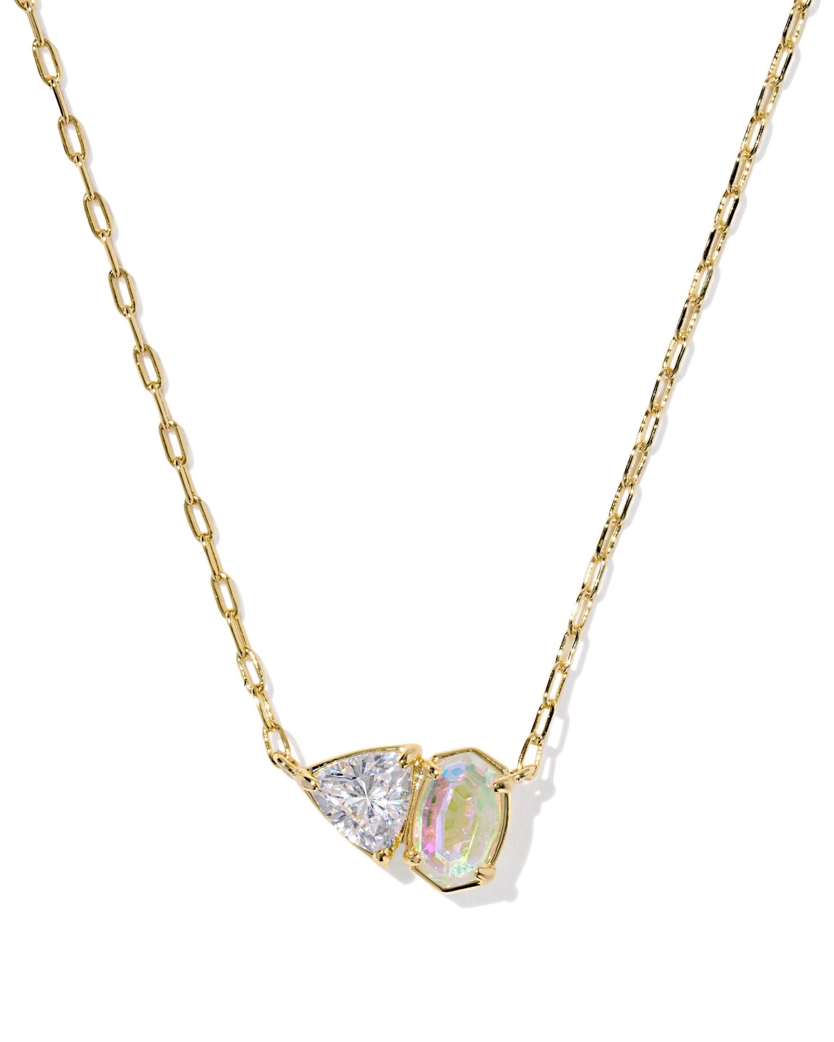 TATUM SHORT PENDANT NECKLACE GOLD WHITE CZ MIX - She Chester