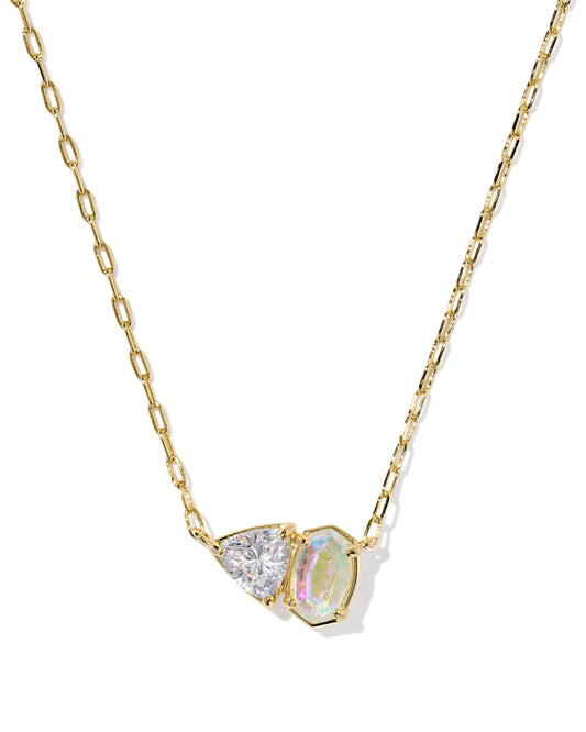 TATUM SHORT PENDANT NECKLACE GOLD WHITE CZ MIX - She Chester