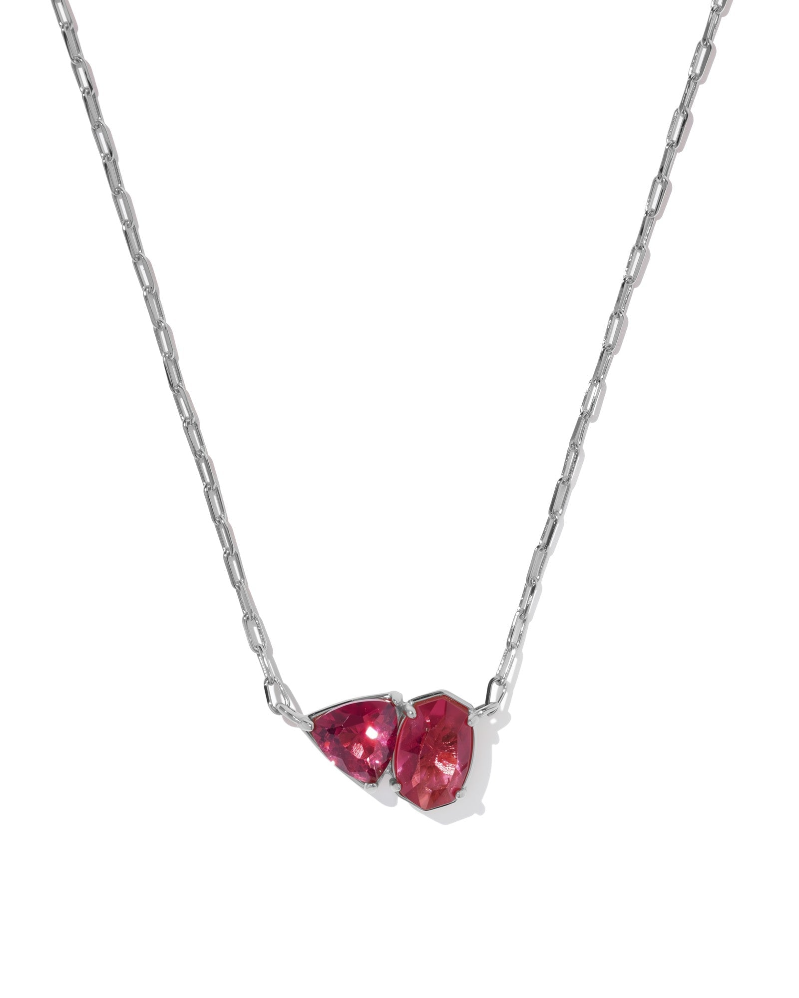 TATUM SHORT PENDANT NECKLACE RHODIUM BURGUNDY MIX - She Chester