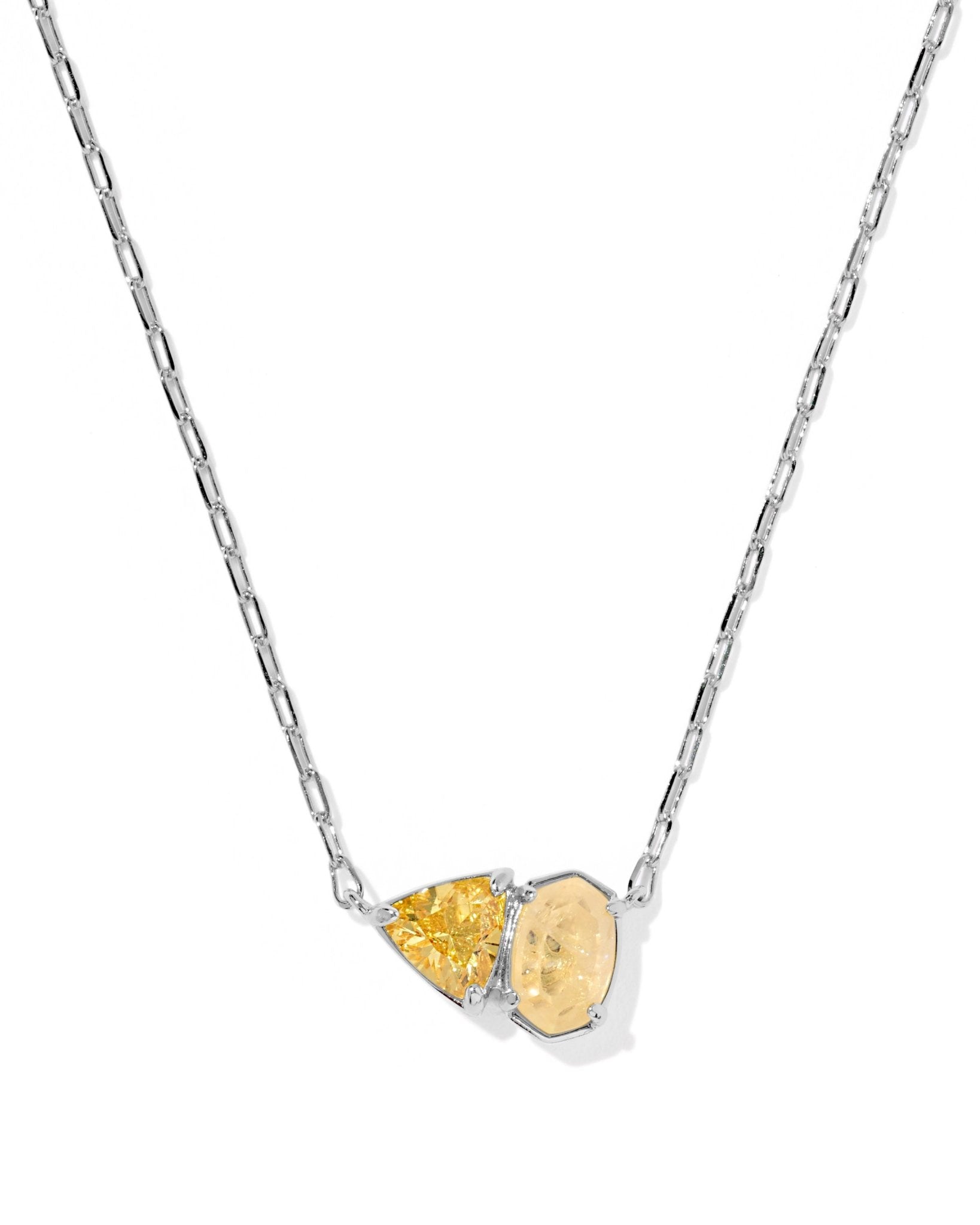 TATUM SHORT PENDANT NECKLACE RHODIUM GOLDEN YELLOW MIX - She Chester