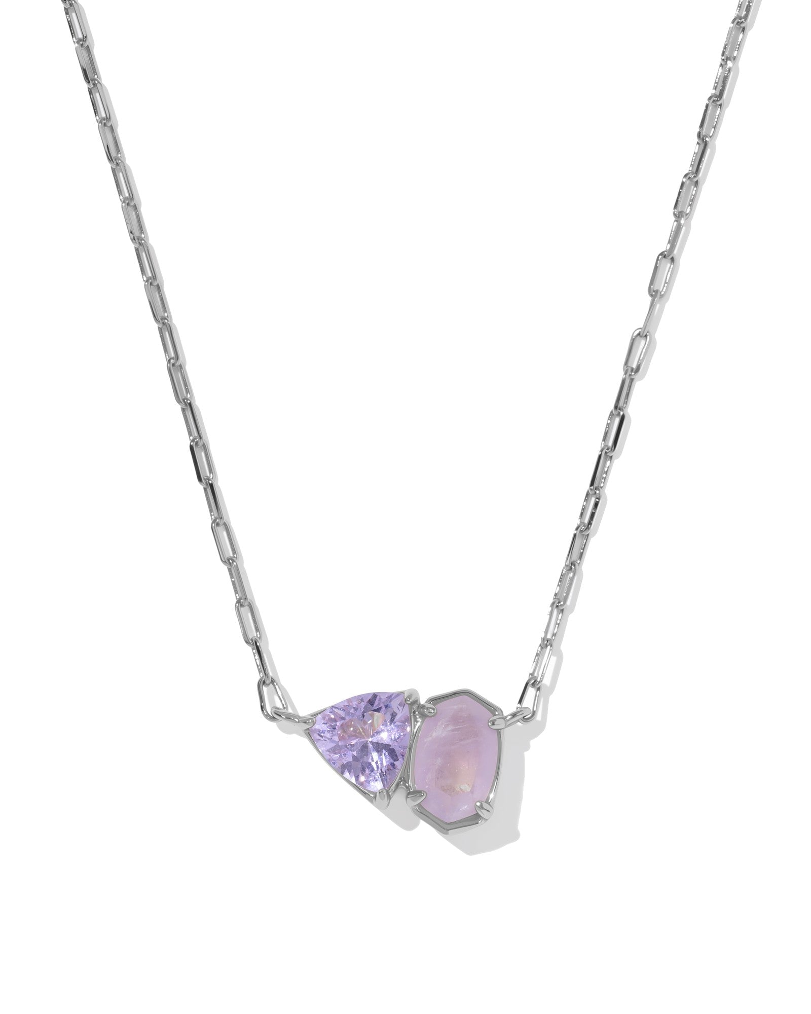 TATUM SHORT PENDANT NECKLACE RHODIUM PURPLE MIX - She Chester