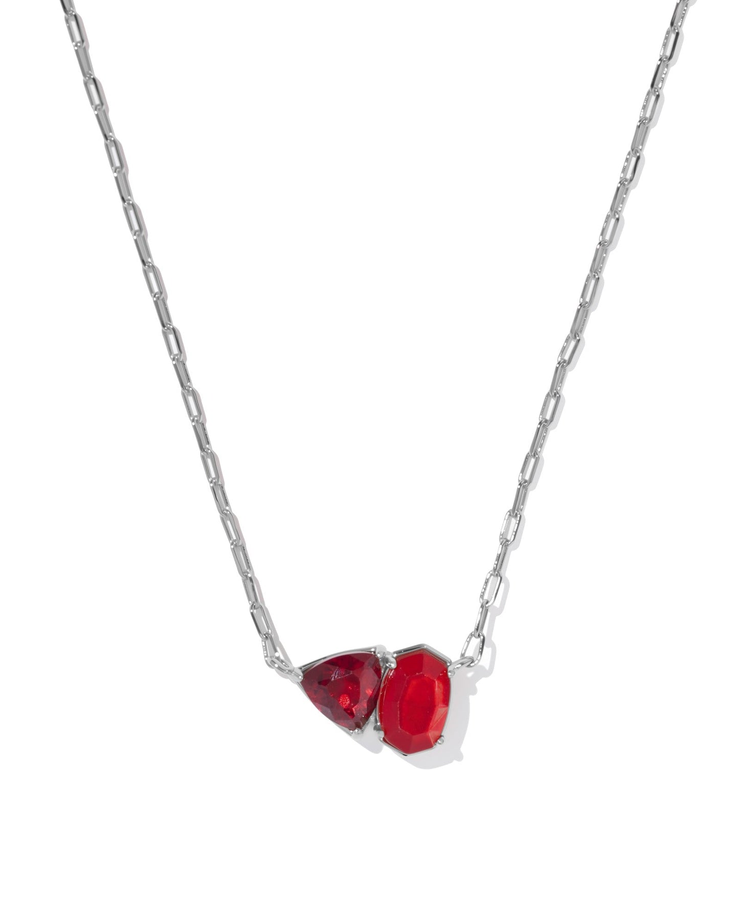 TATUM SHORT PENDANT NECKLACE RHODIUM RED MIX - She Chester