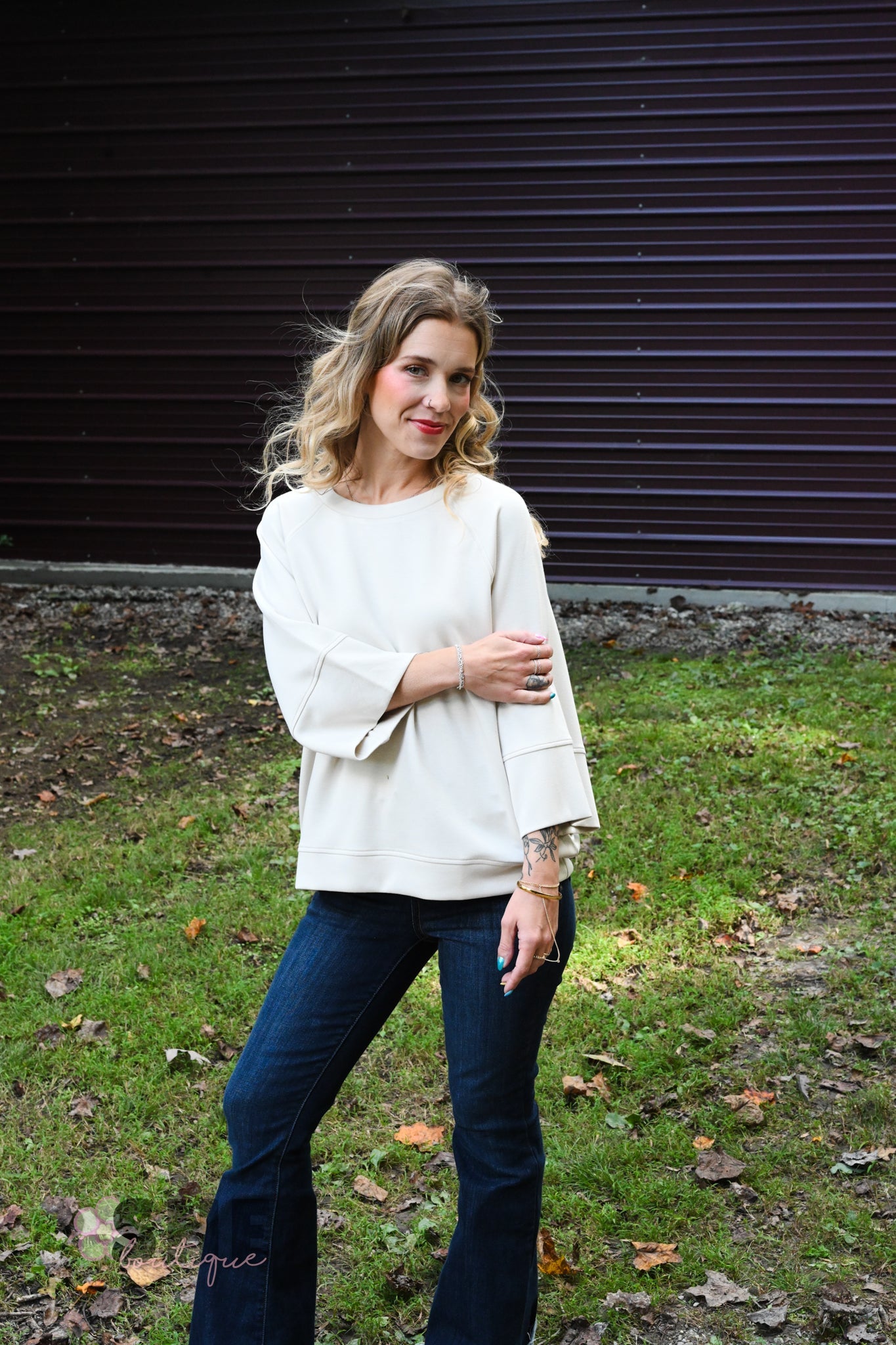 Taupe Lillies Top - She Chester
