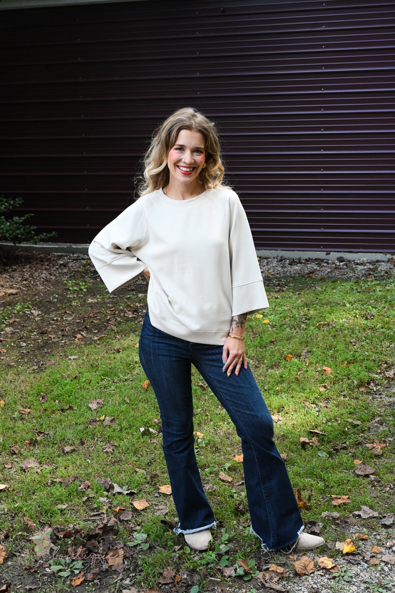 Taupe Lillies Top - She Chester