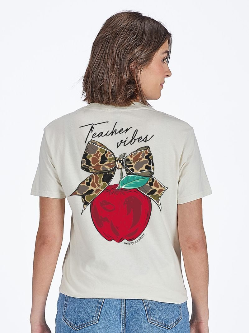 Teacher Vibes Camo Apple Tee - She Chester