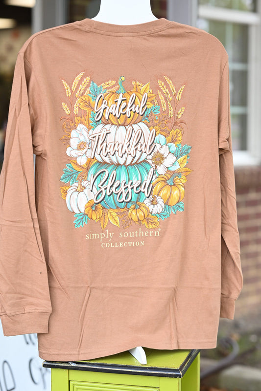 Thankful Grateful Pumpkin LS Tee - She Chester
