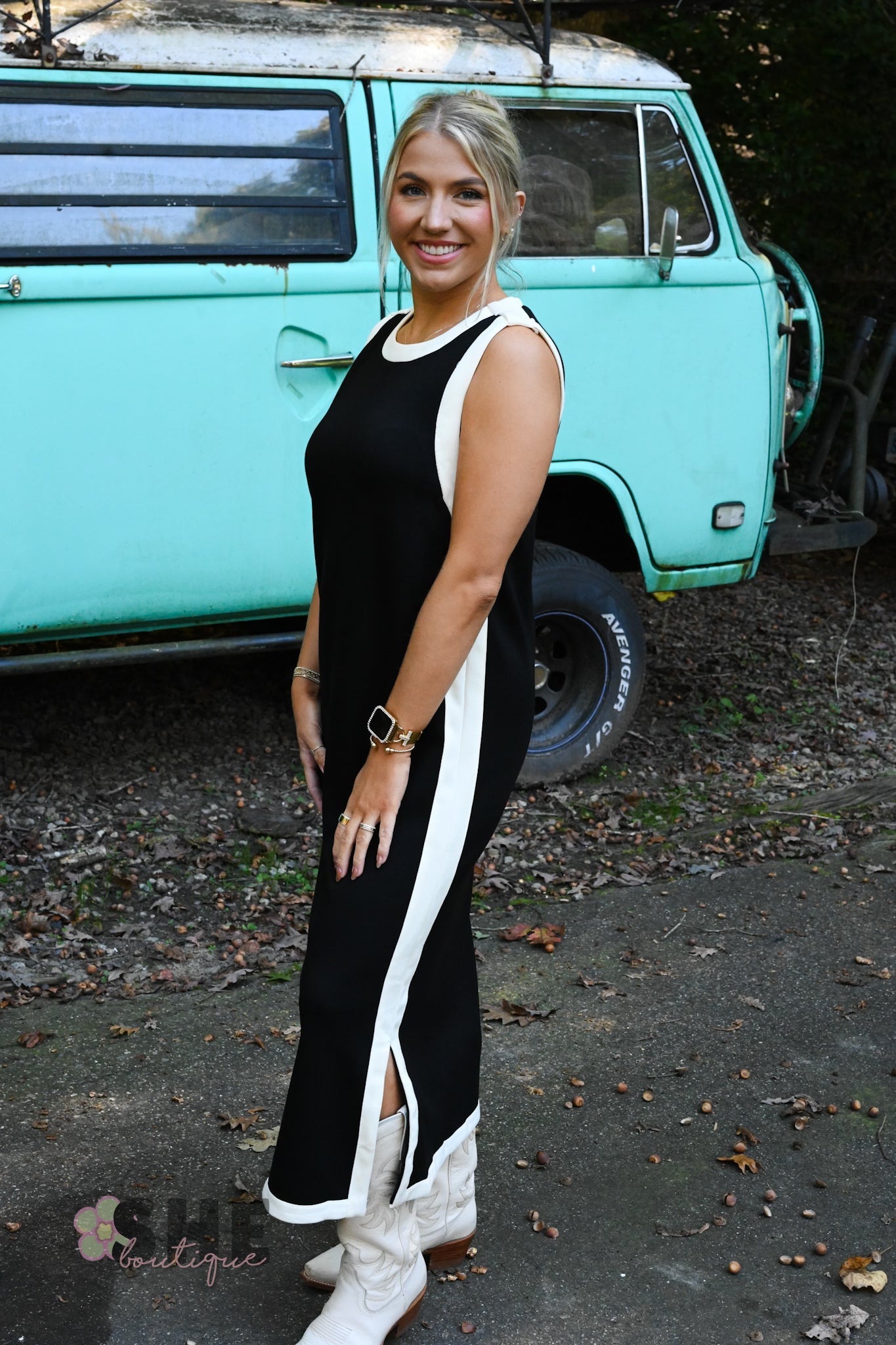 The Elaine Trimmed Black Maxi - She Chester