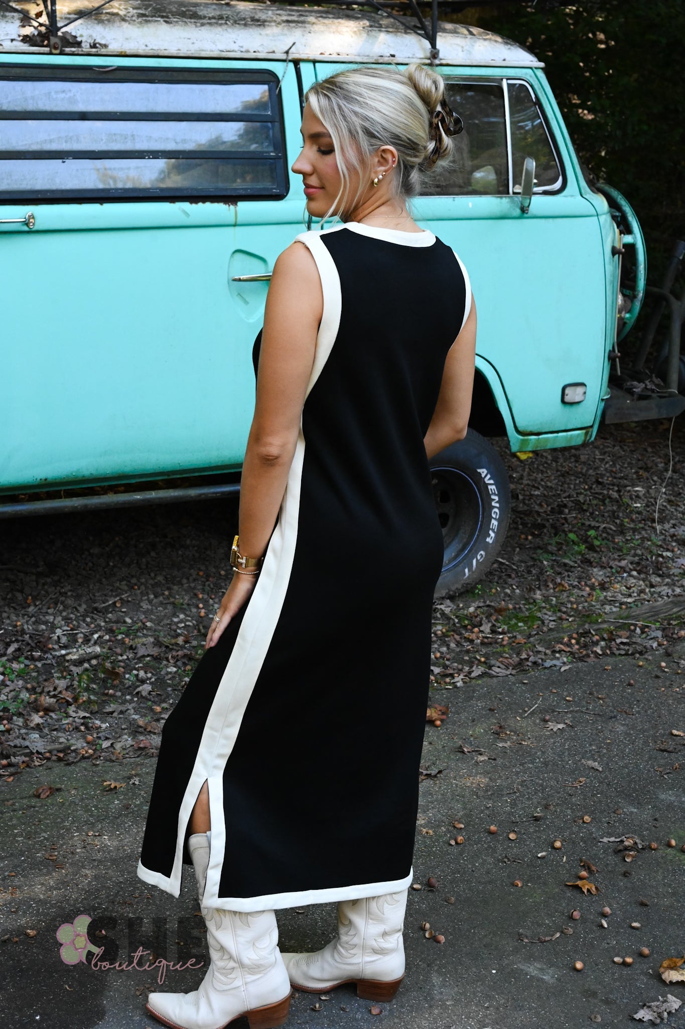 The Elaine Trimmed Black Maxi - She Chester