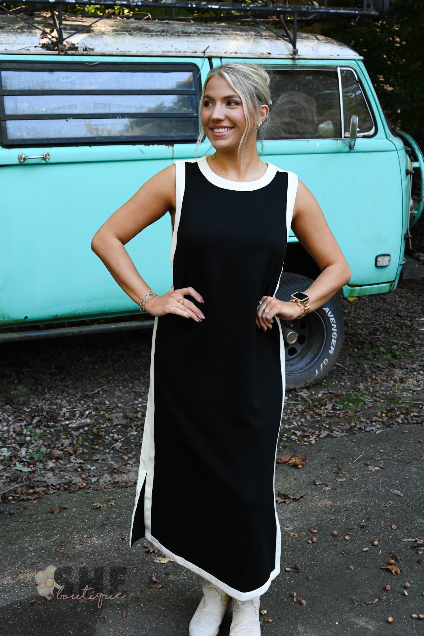 The Elaine Trimmed Black Maxi - She Chester
