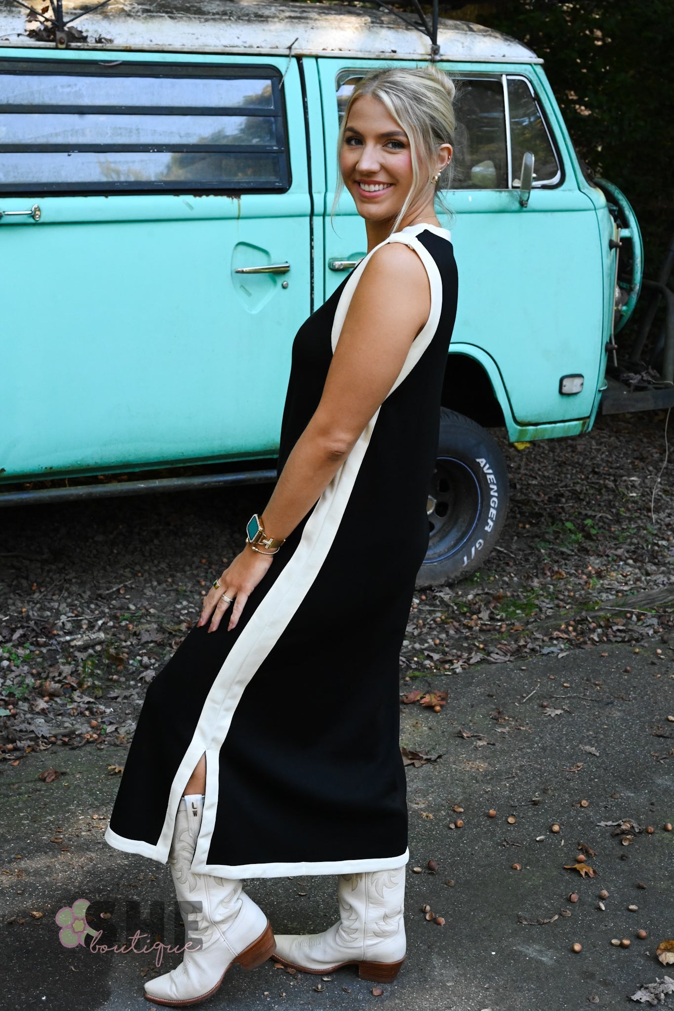 The Elaine Trimmed Black Maxi - She Chester