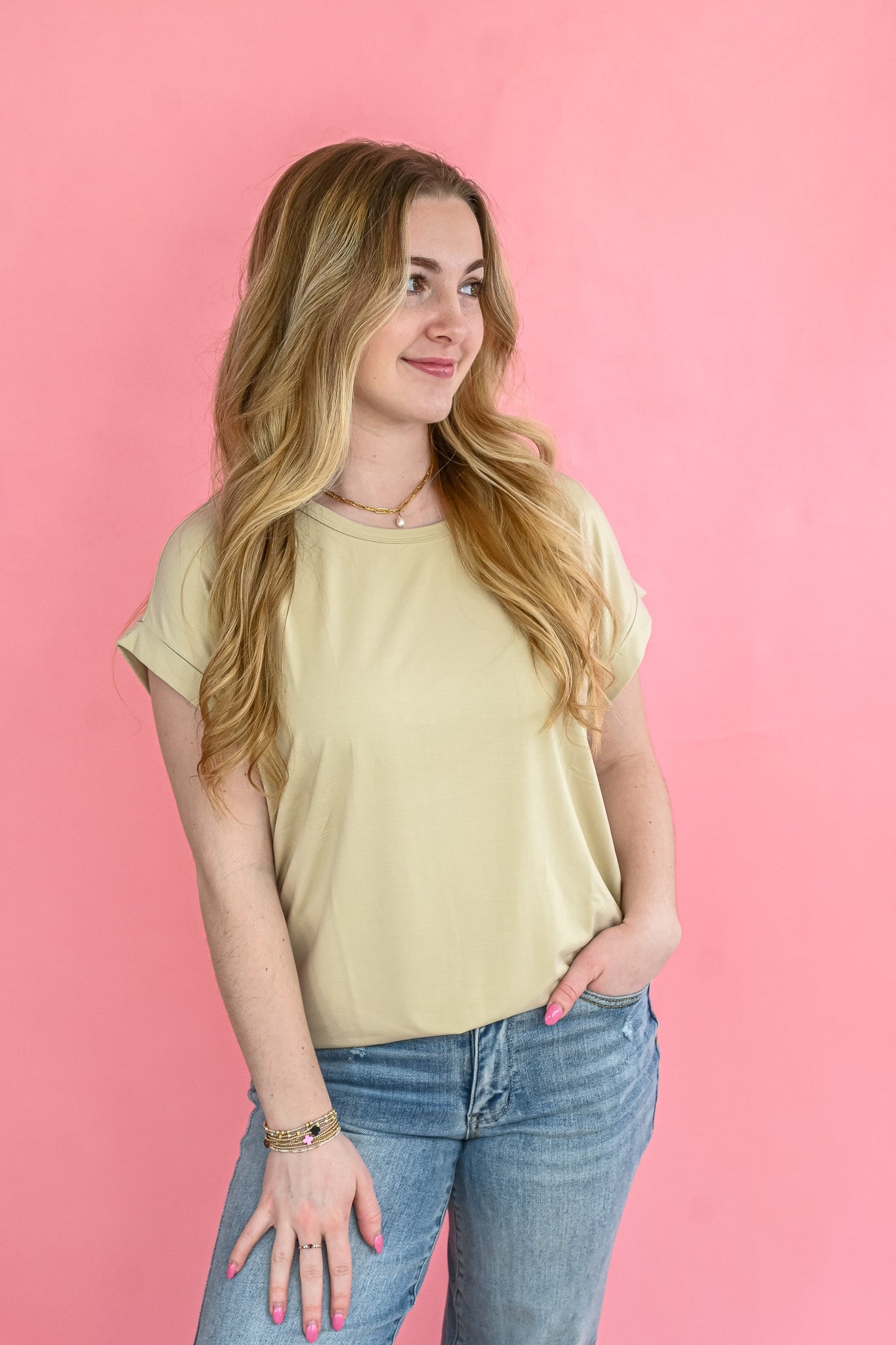 The Pier Tee - Pale Moss - She Chester
