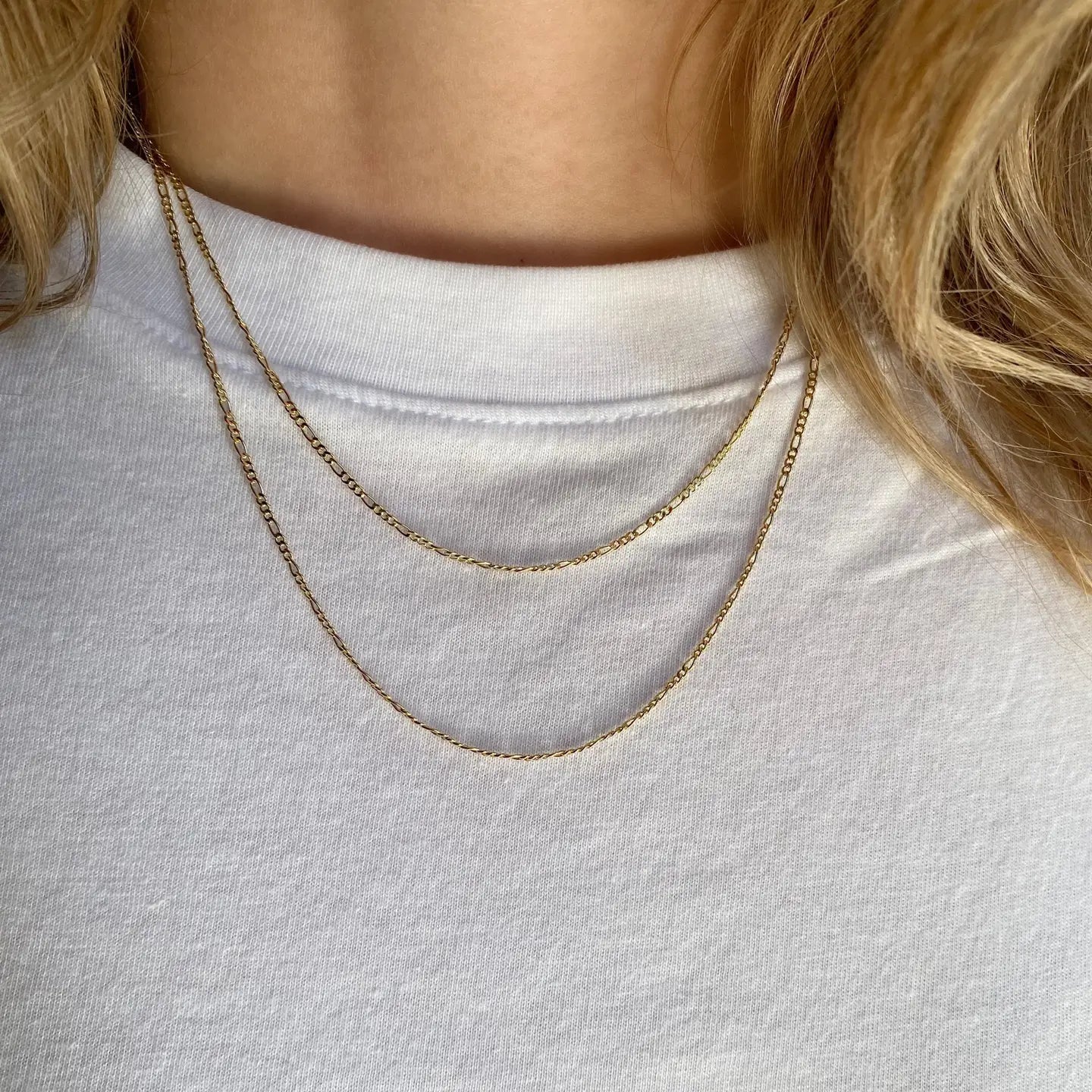 Thin Figaro Chain 18K GF - She Chester