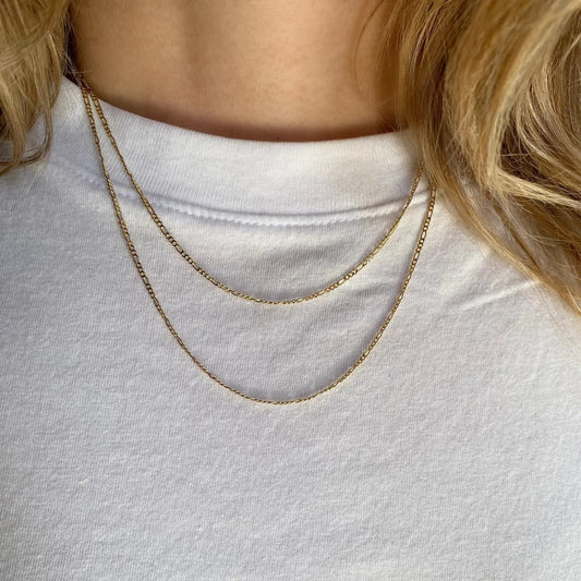 Thin Figaro Chain 18K GF - She Chester