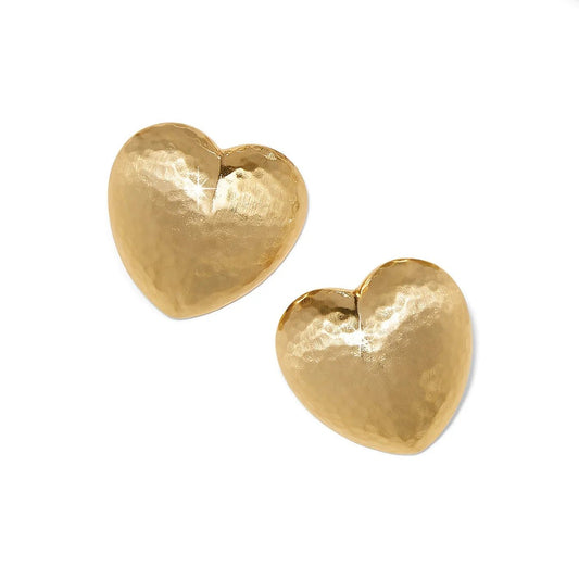 Trianon Heart Small Gold Post Earrings JA0109 - She Chester