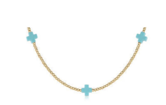 Turq Cross Choker Necklace - She Chester