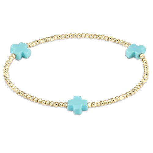 Turquoise 2mm Gold Cross - She Chester