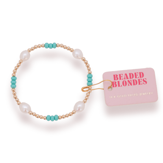 Turquoise Pearl Poppi Bracelet Standard Size - She Chester